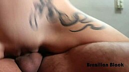 White girl gets fucked by two big black cocks in interracial sex.