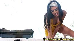 Latina Stepteen 18+ Sucks Huge Cock in Forbidden Encounter.