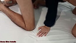 hot wife sucks and gets pounded doggystyle with intense creampie