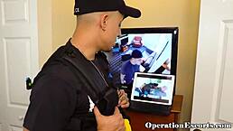 Prostitute sucks and rides cop's cock hard.