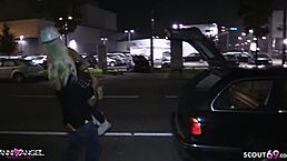 deutsche fitness teen gets pounded outdoor and in car