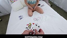 Stepsiblings play strip poker, stepbro wins and fucks bottomsis in taboo sex
