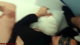 hot wife sucks and gets pounded doggystyle with intense creampie