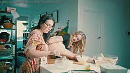 charlie forde teases and licks chasey's pussy in the kitchen for full use