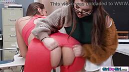 From Bookworm To Strapon Enthusiast, This Petite Freshman Embraces Lesbian Group Play.