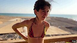 offered a beach massage to a stranger who turned into a wild whore for public fucking