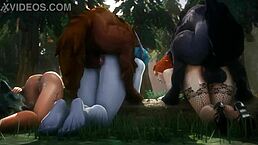 就放松看3D色情有Tyrande、Jaina和精灵