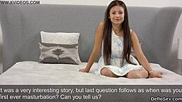 Flirtatious sweetie fingers her slim slit until she climaxes in an intense close-up moment. Watch her lose control.