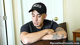 Prostitute sucks and rides cop's cock hard.