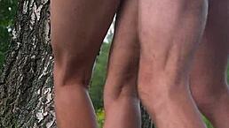 Public anal pounding with a perfect-bodied slut