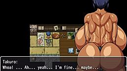 Tanned Natsuki in hentai game ep 7 drives men wild