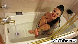 sexy christy mack in makeup room bath bts