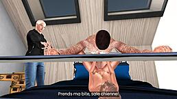 French husband offers blonde wife to step-son for hard fucking