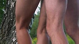 Public anal pounding with a perfect-bodied slut