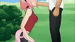 does sakura haruno deepthroat in naruto hentai super blowjob?