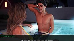 Sam Sweet kisses her stepmother in a detailed 3D adult game scene.