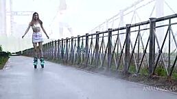 Amanda Clarke, roller girl, goes balls deep in anal with cum on face!