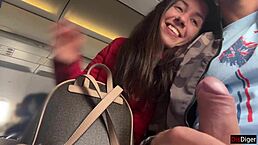 Skinny teen jerks off publicly on crowded plane