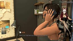 sexy cosplayer lara croft bathing in see-through outfit