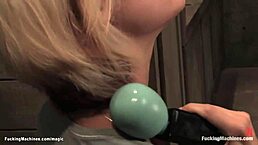 blonde drills machine hard in office setup