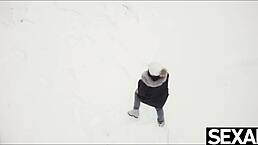 Cute Lovers Heat Up Snowy Day With Wild Fucking