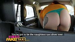 Redhead in fake taxi gets fingered by driver