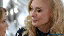 lesbian cougars finger and rub teen 18+ in group masturbation session with milfs and babes