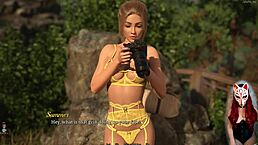 dreamland ep 16 shows beautiful blonde giving outdoor footjob in anime style