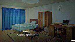 Secret kiss turns sweet and tender in bed, fingering each other in hentai episode nine