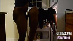 First time banging ebony milf doggystyle in fridge!