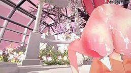 Yae Miko bangs naked in wild 3D fantasy from Genshin Impact.