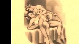 vintage erotic cartoon illustration from antique anime