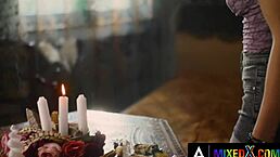 Hot Lesbian Threesome with Gorgeous Witch Stepsisters and Roommate!