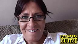 Hey, that busty milf amber looks so hot playing on the sofa