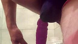 gay solo riding huge dildo daily in bedroom
