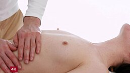 Cutie teen gets creampied after intense sex with masseur.