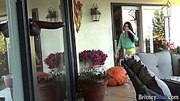 Britney Blue Boldly Toys Her Pussy Outdoors, Reaching Intense Orgasm with Natural Tits