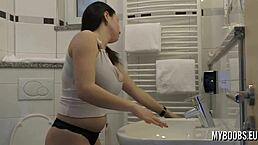 Waking up with Talia Amanda, her big natural boobs stealing the show, oops!