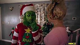 Screwbox Grinch XXX Parody with Big Tits in Lingerie Orgy and Stockings!
