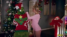 Screwbox Grinch XXX Parody with Big Tits in Lingerie Orgy and Stockings!