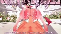 Yae Miko bangs naked in wild 3D fantasy from Genshin Impact.