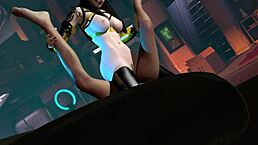 Look at this 3D sexy Asian robot in lingerie getting her wet pussy fucked hard