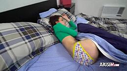 in the garage, the horny petite girl gets bound and smashed hardcore by the dominant straight hunk in this full bdsm story.