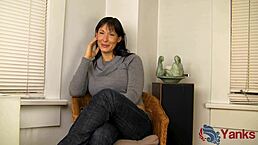 Yo, watch shy Angela James hump the counter to climax!