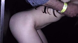 skinny girl getting fucked at the glory hole while her cuckold boyfriend watches 😏