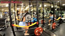 Huge ass Brazilian slut takes hard fucking in gym. Big cock slams brunette in quick doggystyle.