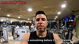 Huge ass Brazilian slut takes hard fucking in gym. Big cock slams brunette in quick doggystyle.