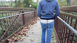 staged public flashing butt crack shopper