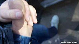 Skinny fox picked up in parking lot and banged hard for few euros