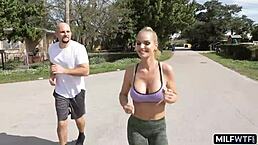 Big Tits Bounce As She Runs Outdoors